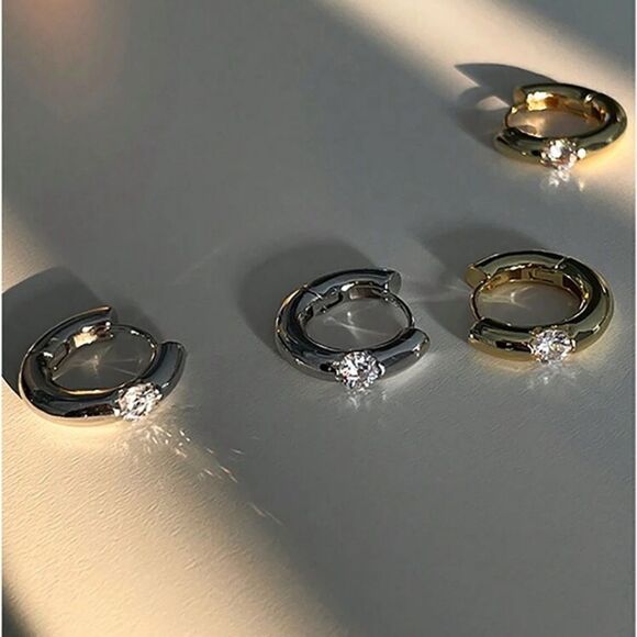 Anthropologie Jewelry - Diamond hoop earrings M1089